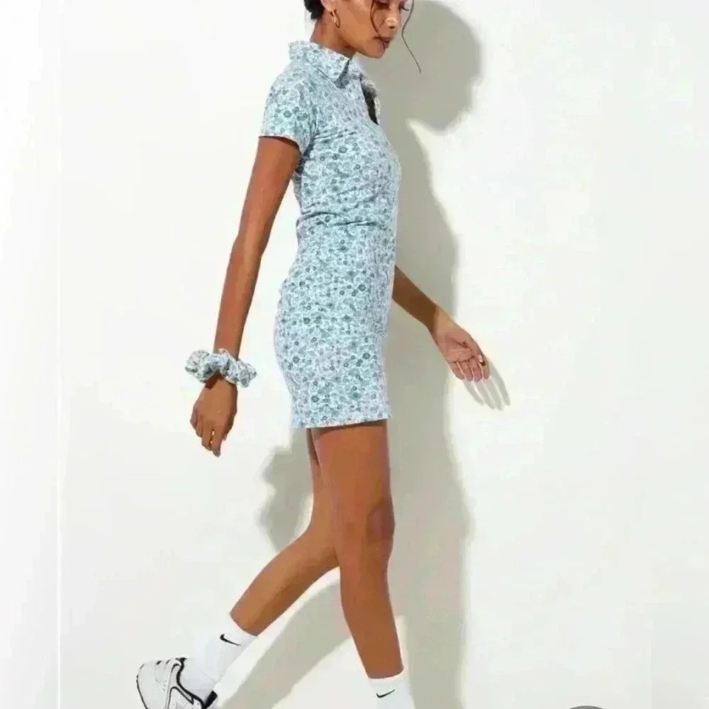 NWT MOTEL ROCKS Jeeves Mini Dress In Flower Power Blue SMALL - Picture 2 of 6